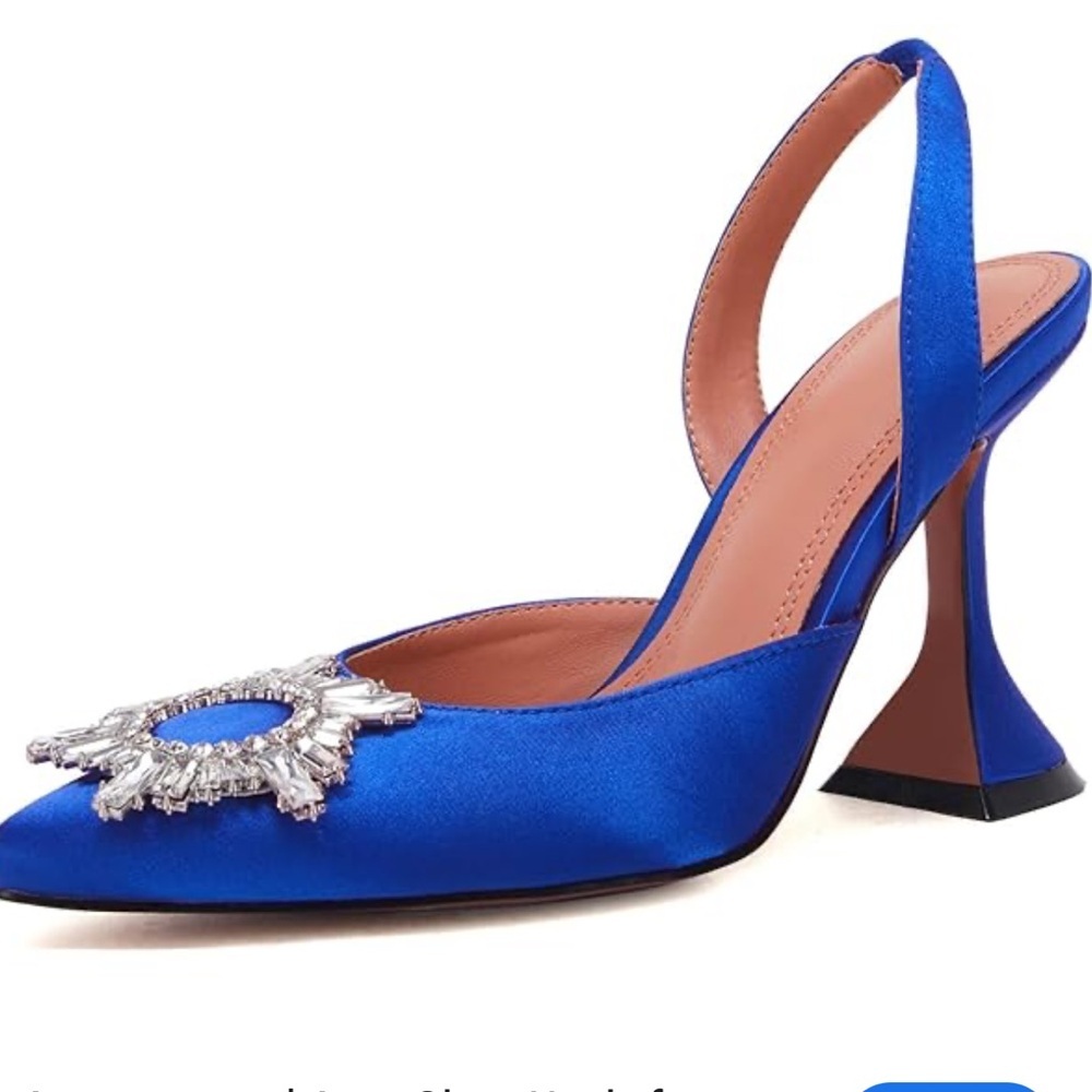 Arqa Clear Pointed Toe Sandals with Crystal Slingback Heels Size 5 NWT